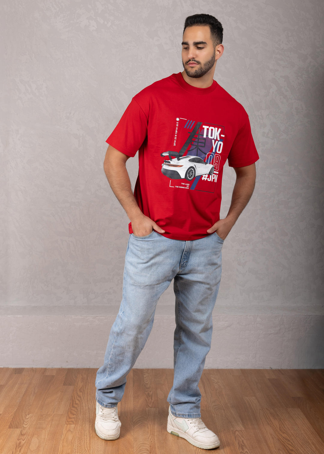 Tokyo White Race Car Oversized Cotton T-Shirt