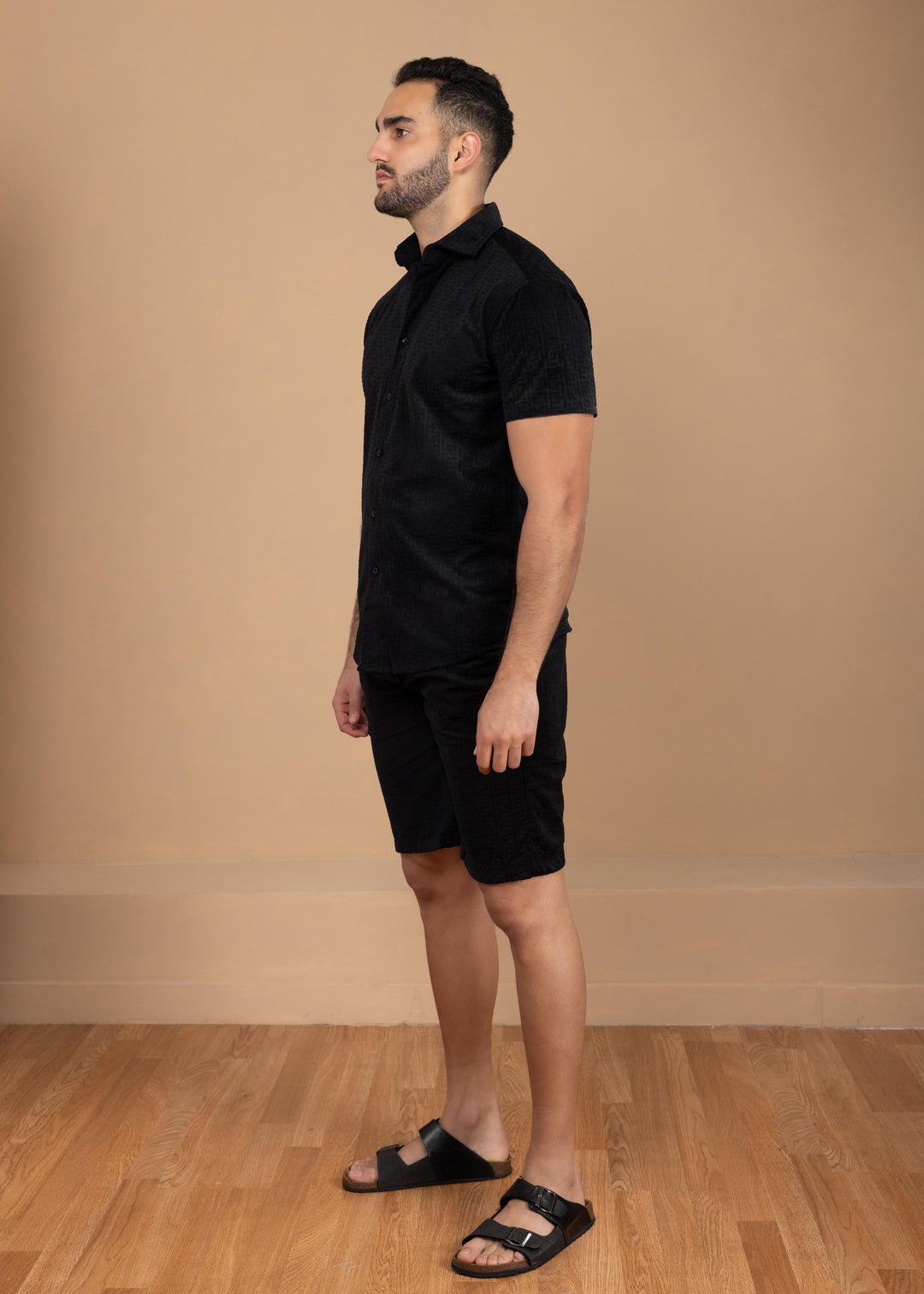 Textured Jacquard  Greek Pattern Shorts