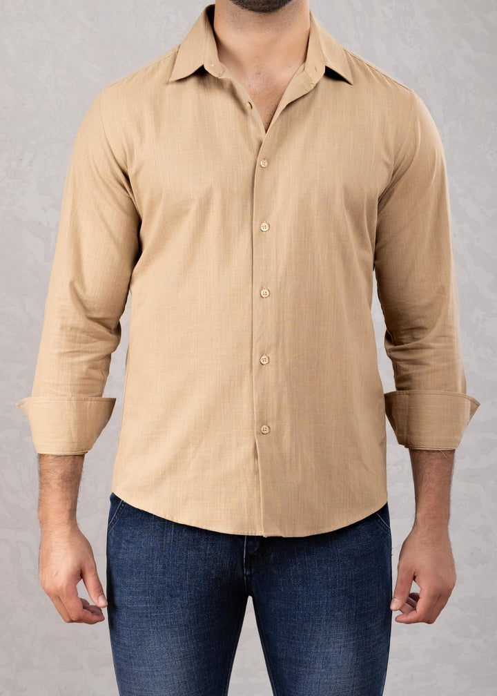 Classic Linen Texture Long Sleeve Dress Shirt