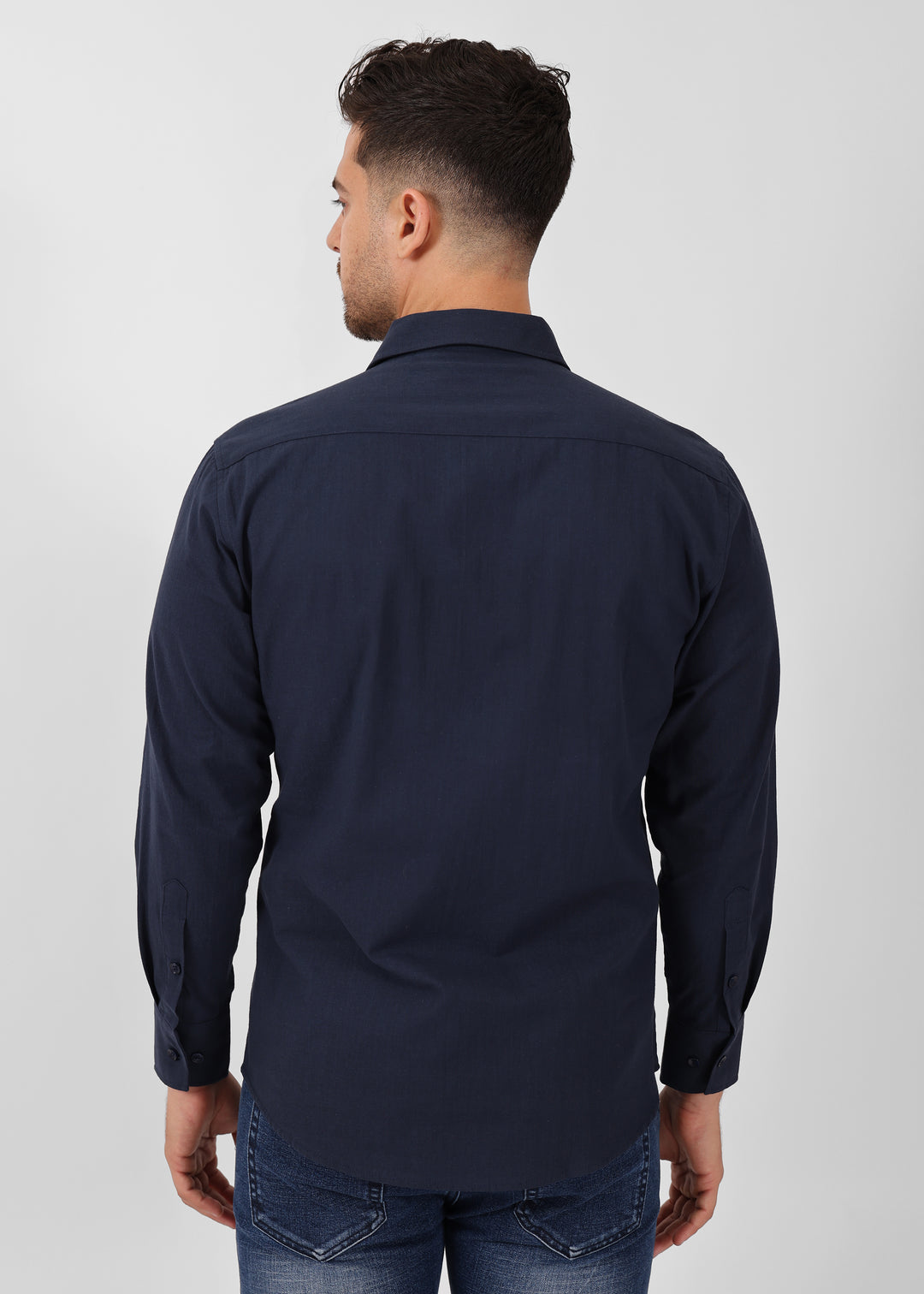 Classic Linen Texture Long Sleeve Dress Shirt