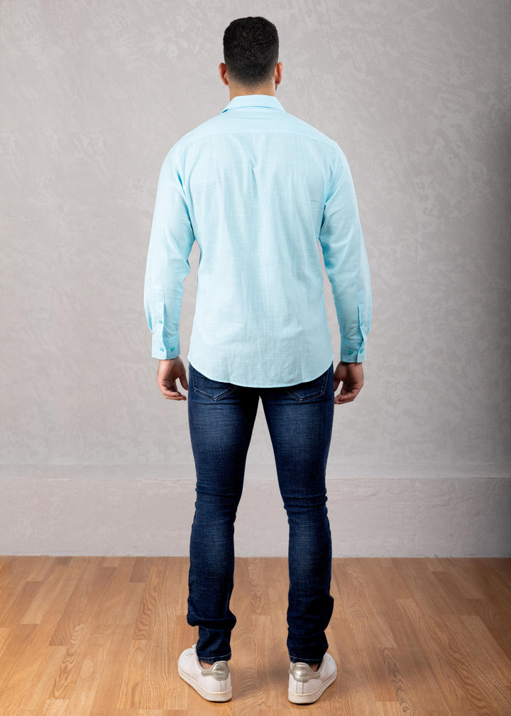 Classic Linen Texture Long Sleeve Dress Shirt