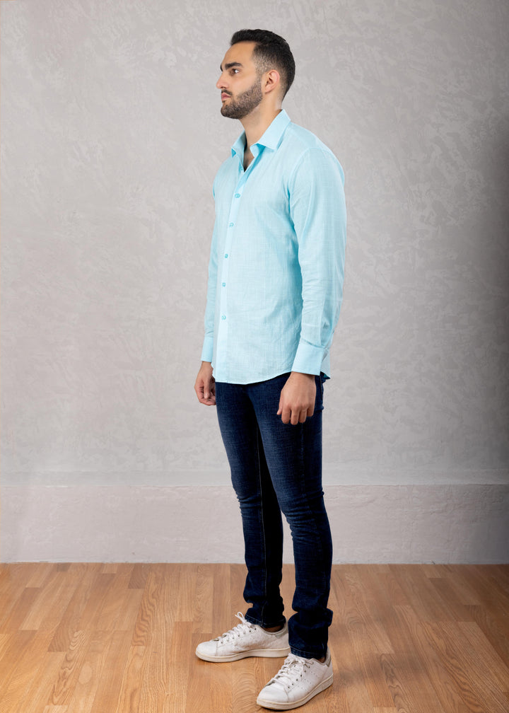 Classic Linen Texture Long Sleeve Dress Shirt