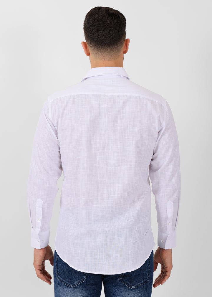 Classic Linen Texture Long Sleeve Dress Shirt