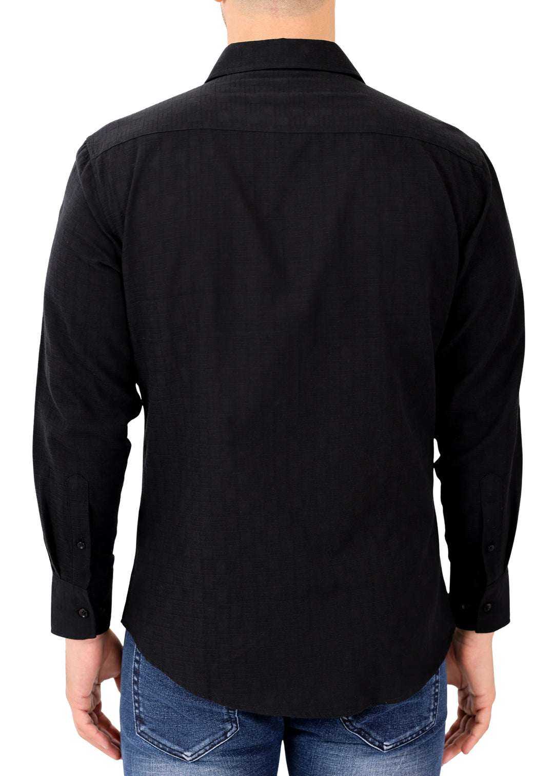 Crinkle Cotton Button Up Long Sleeve Dress Shirt