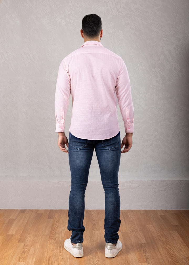 Crinkle Cotton Button Up Long Sleeve Dress Shirt