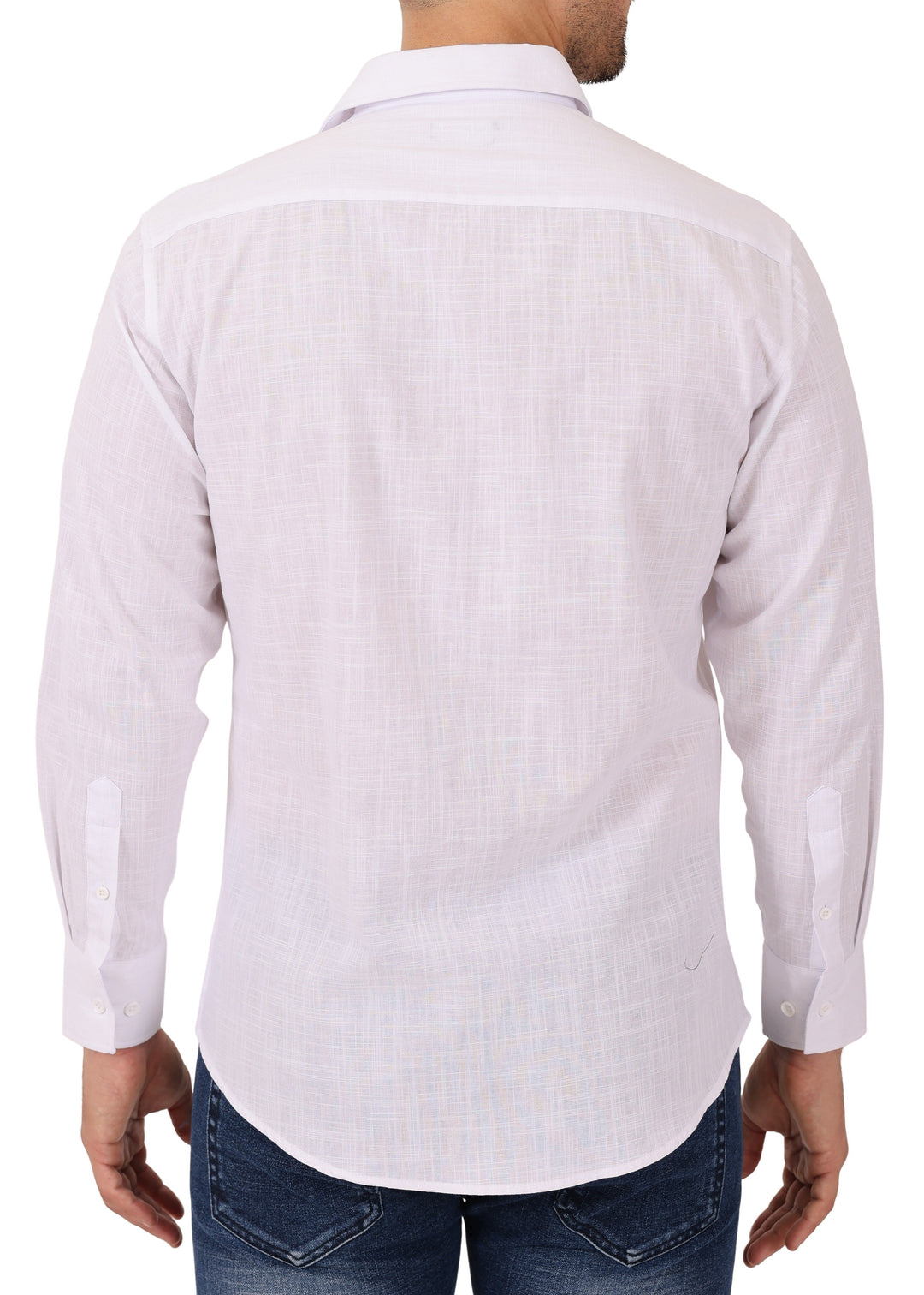 Crinkle Cotton Button Up Long Sleeve Dress Shirt