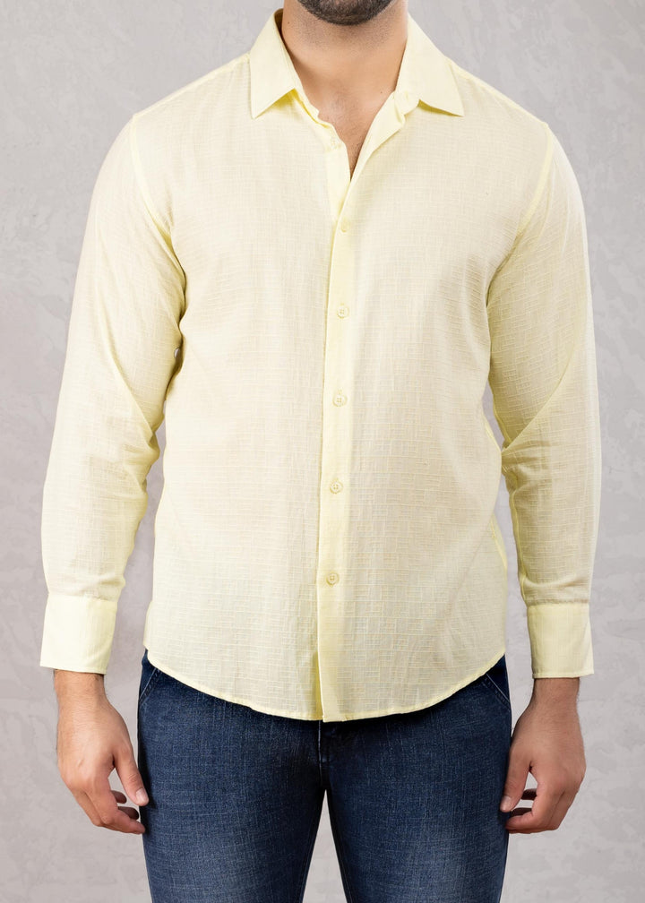 Crinkle Cotton Button Up Long Sleeve Dress Shirt