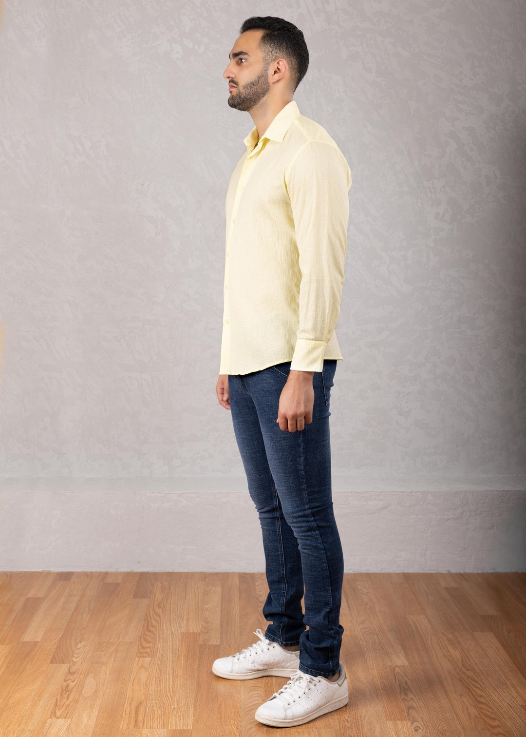 Crinkle Cotton Button Up Long Sleeve Dress Shirt