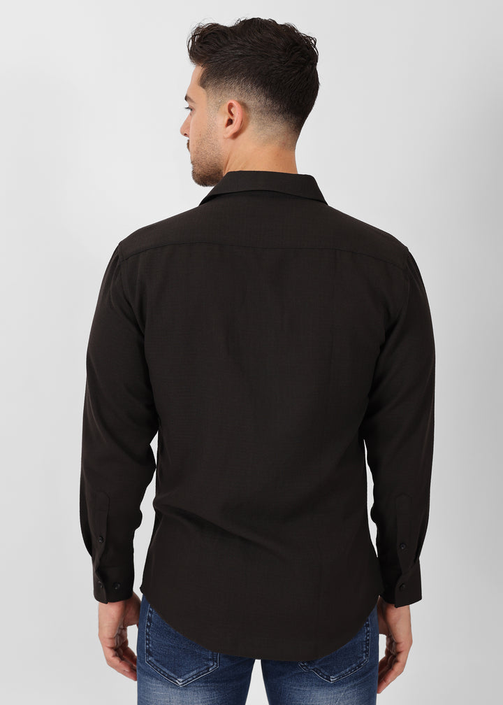 Crinkle Textured Long Sleeve Shirt