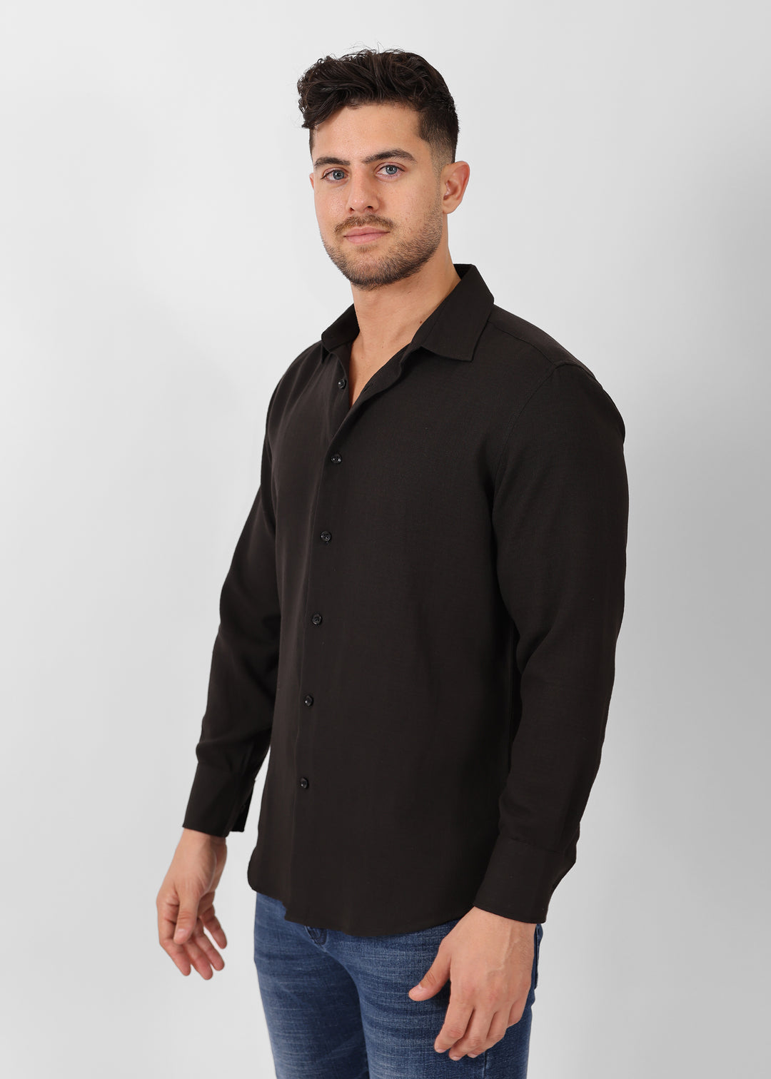 Crinkle Textured Long Sleeve Shirt