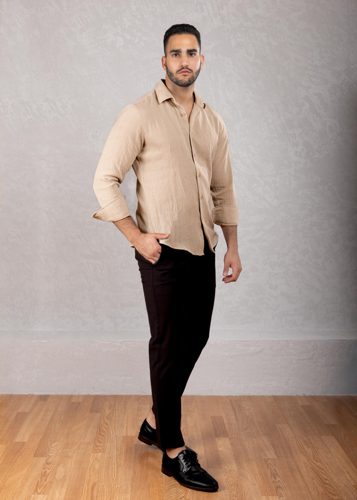 Crinkle Textured Long Sleeve Shirt