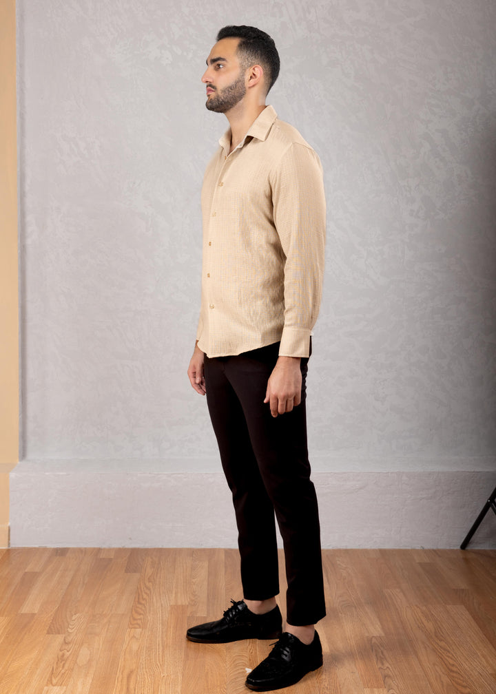 Crinkle Textured Long Sleeve Shirt