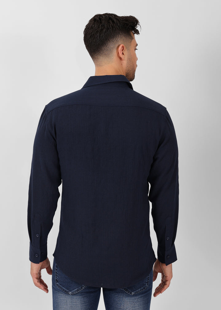 Crinkle Textured Long Sleeve Shirt