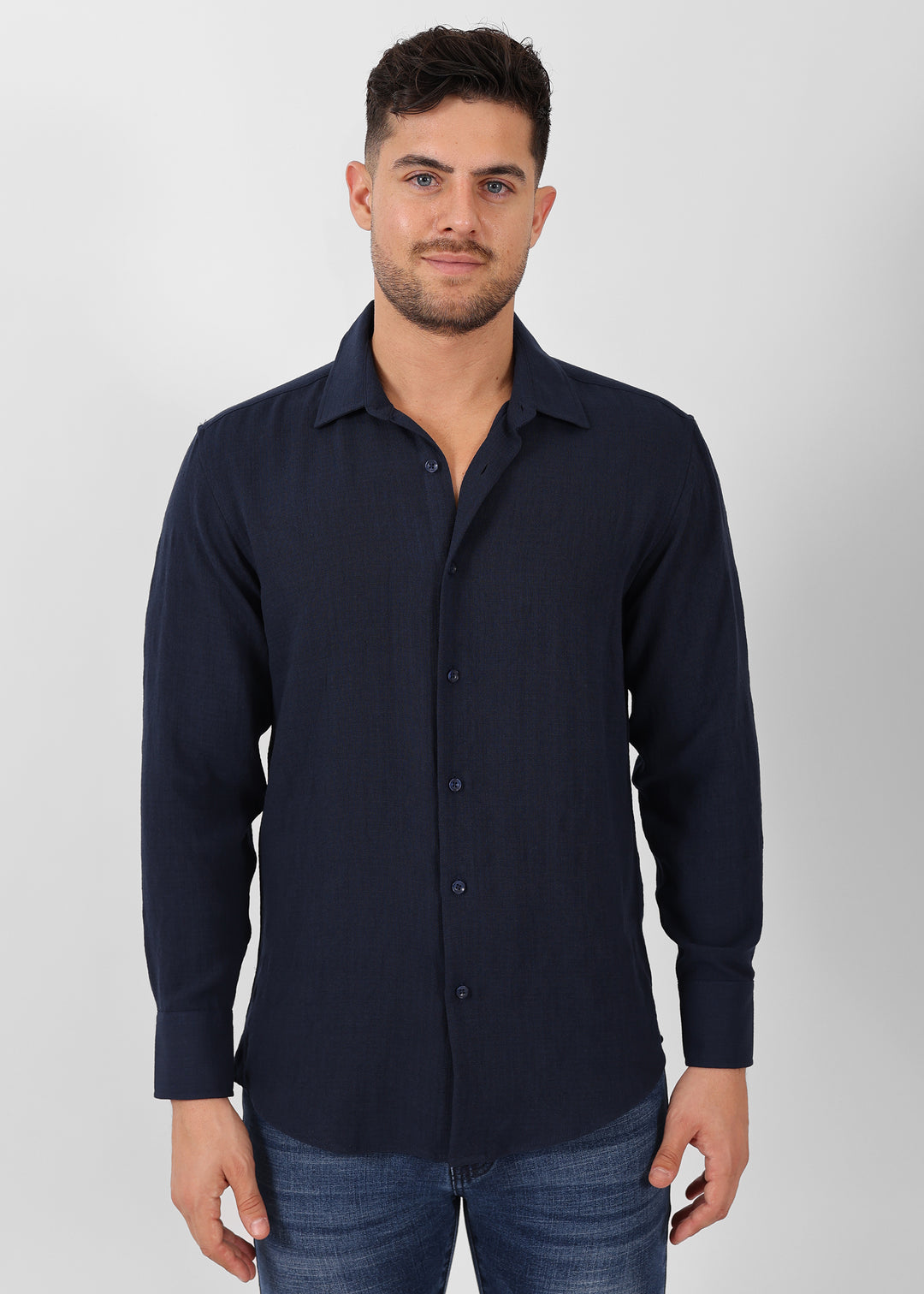 Crinkle Textured Long Sleeve Shirt