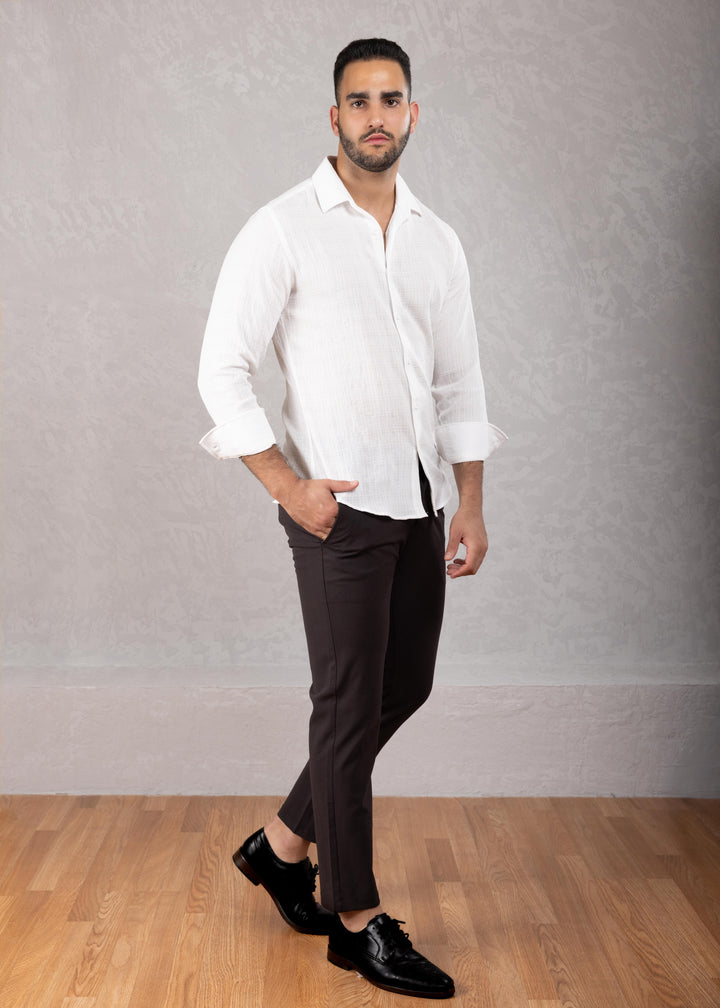 Crinkle Textured Long Sleeve Shirt