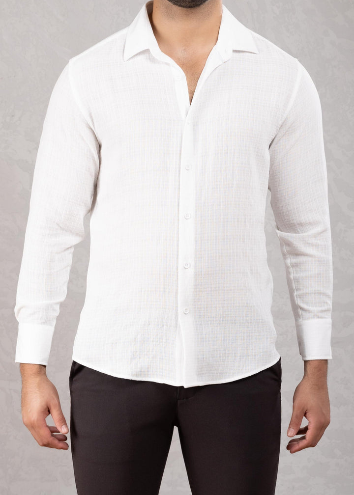 Crinkle Textured Long Sleeve Shirt