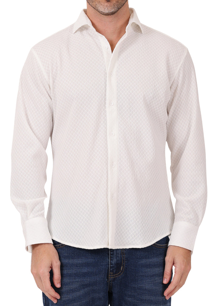 Diamond Textured Long Sleeve Dress Shirt