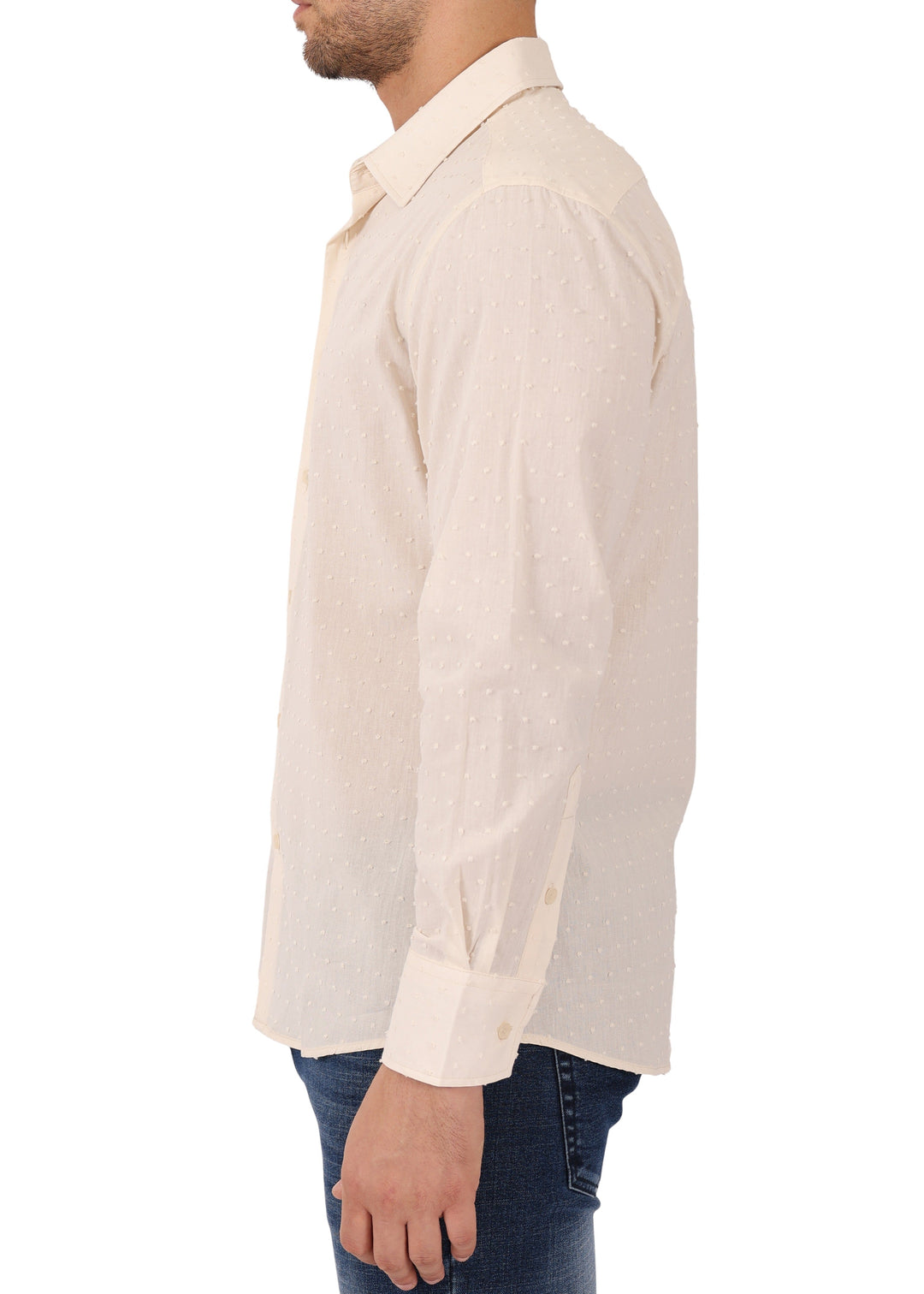 Textured Dot Long Sleeve Button-Up Dress Shirt