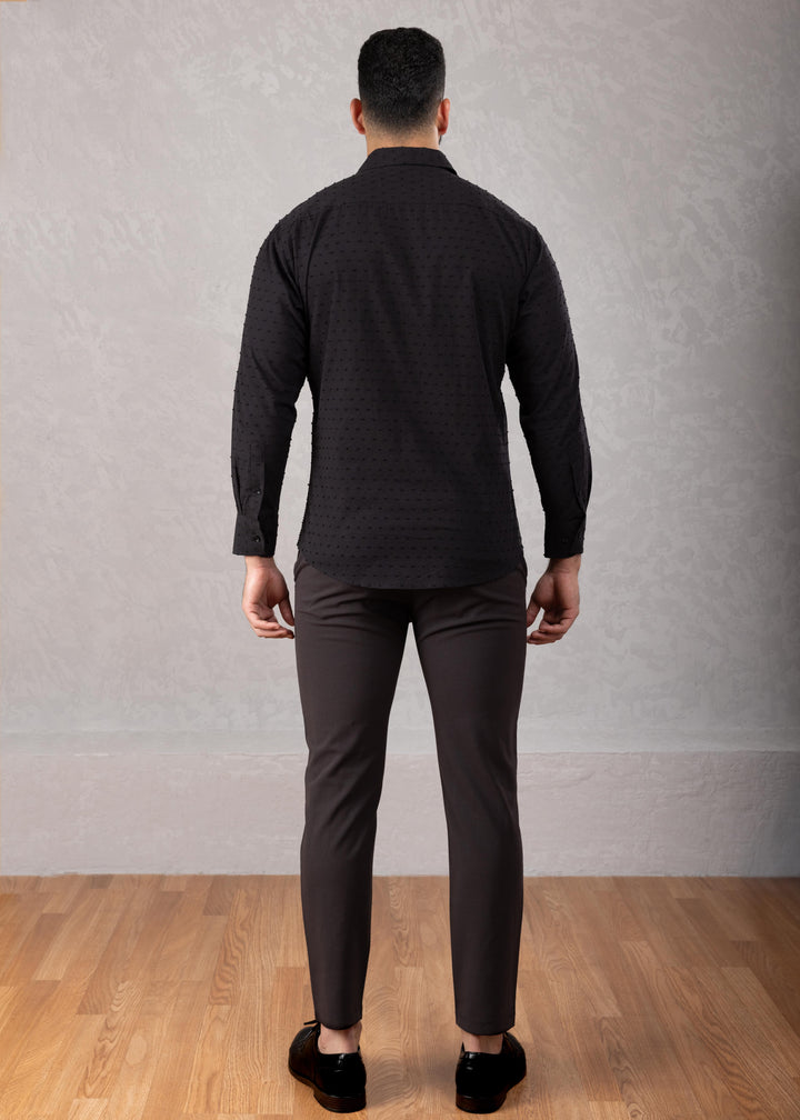 Textured Dot Long Sleeve Button-Up Dress Shirt