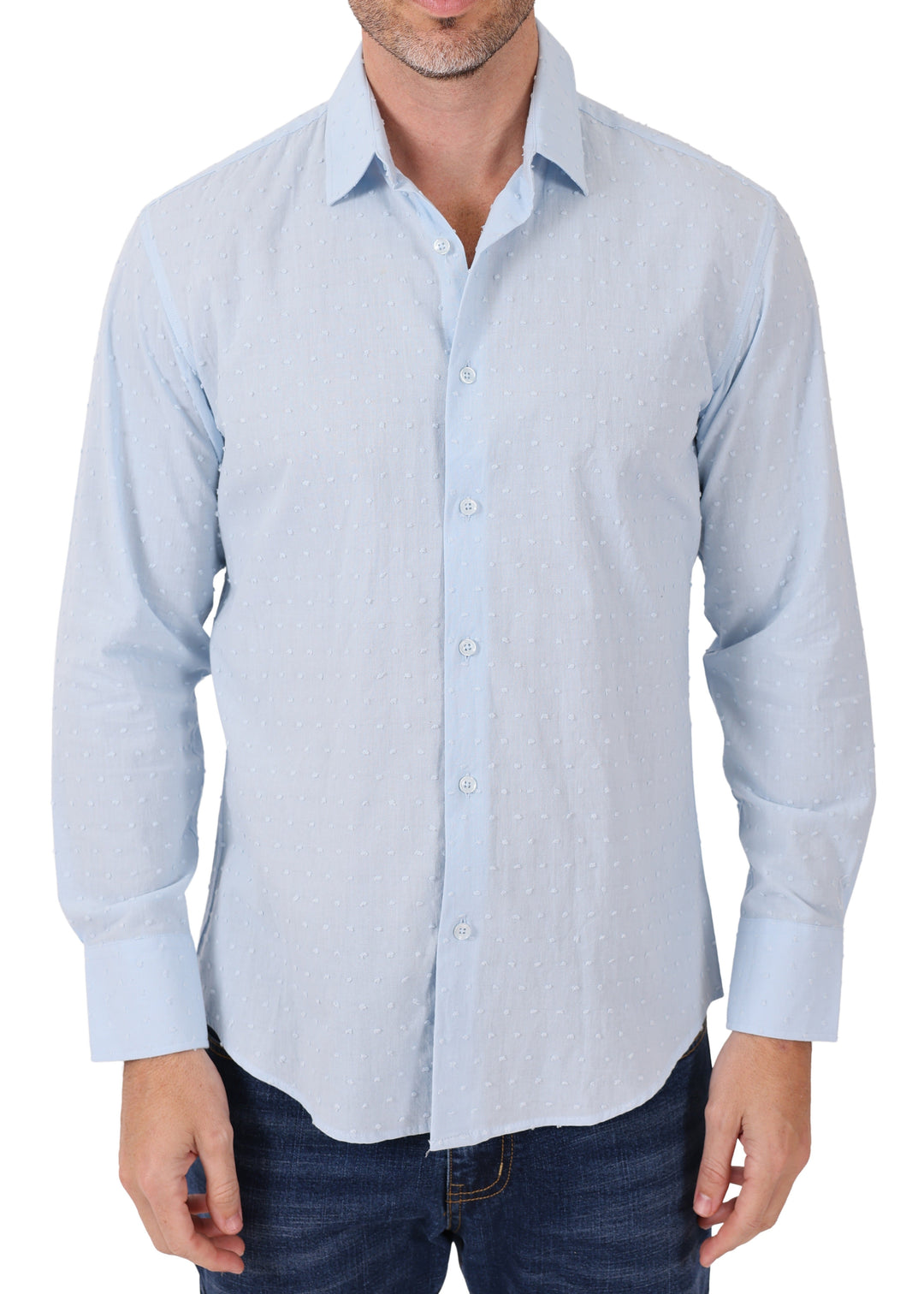 Textured Dot Long Sleeve Button-Up Dress Shirt