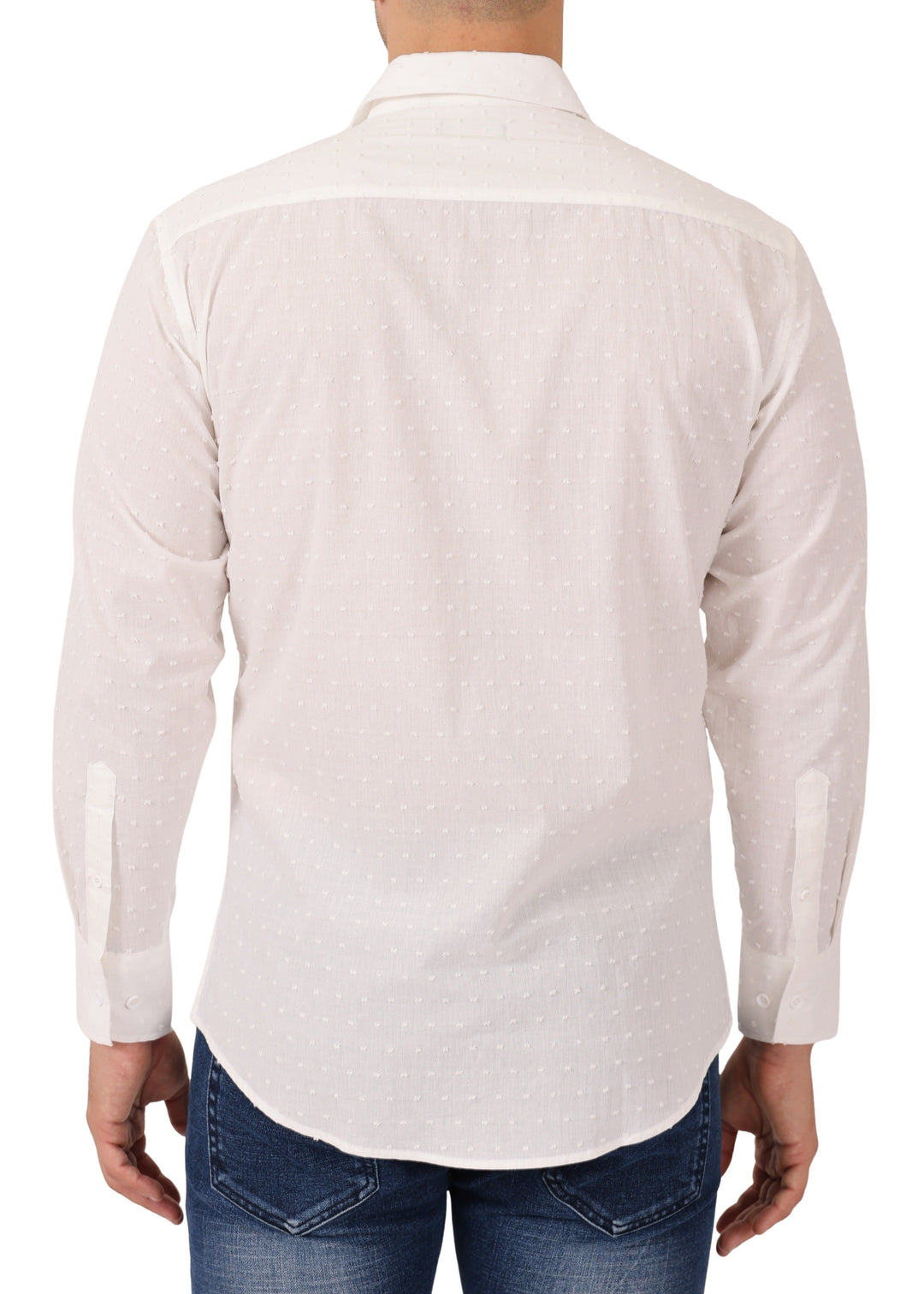 Textured Dot Long Sleeve Button-Up Dress Shirt