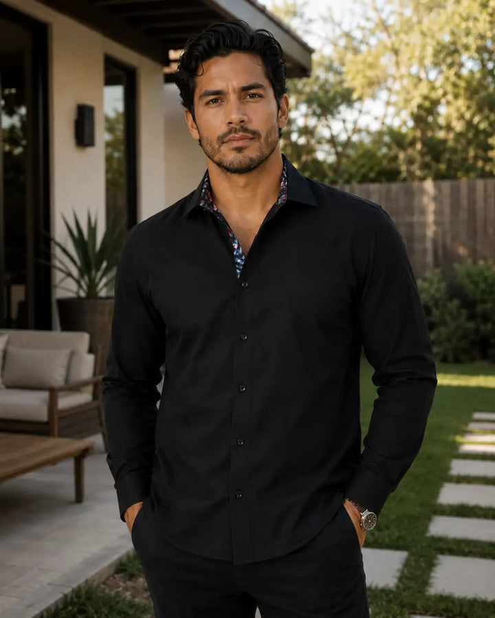 Dress Shirt with Paisley Contrast Trim