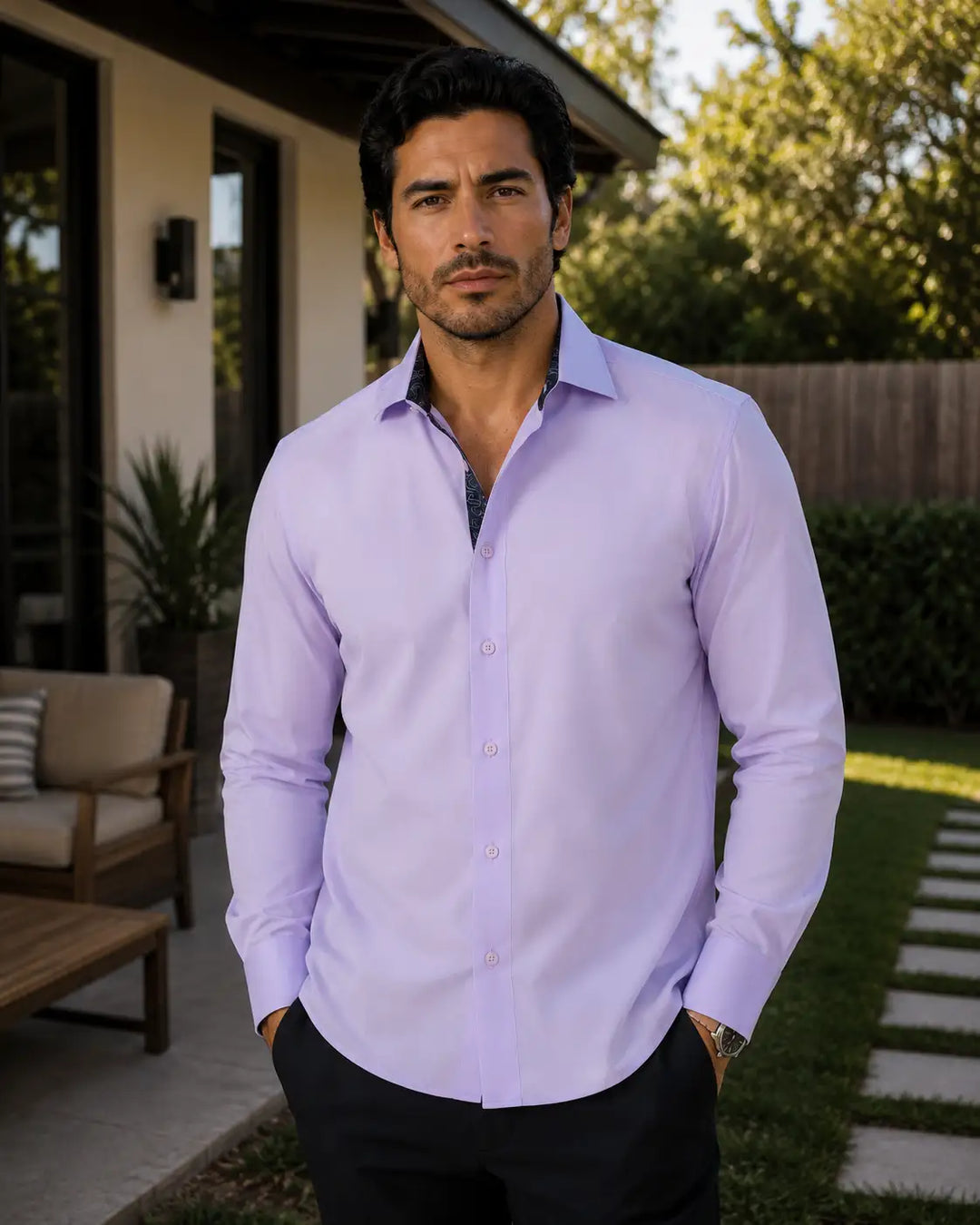 Dress Shirt with Paisley Contrast Trim