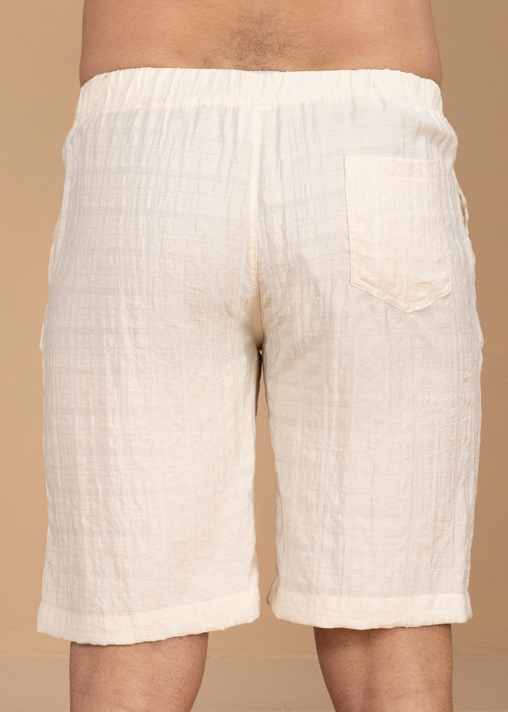 Crinkled Cotton-Linen Drawstring Shorts