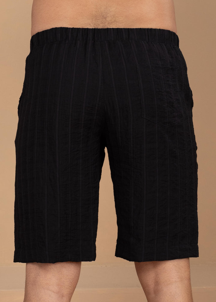 Crinkled Cotton-Linen Drawstring Shorts