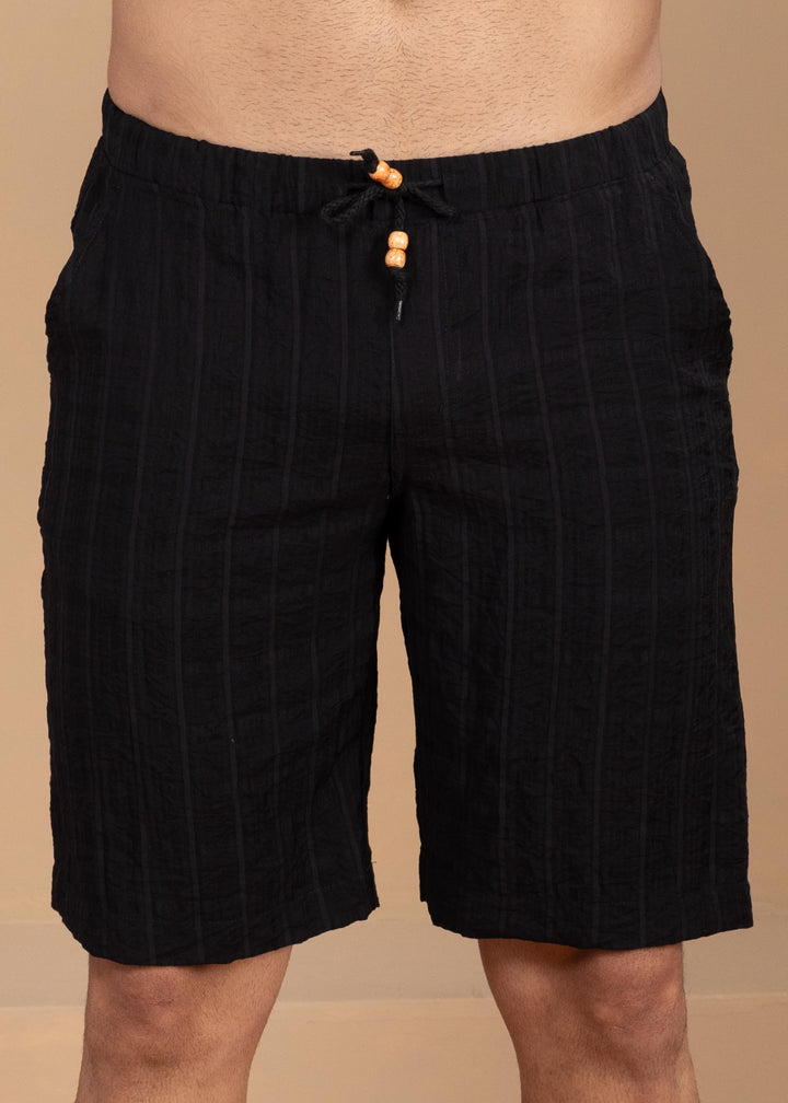 Crinkled Cotton-Linen Drawstring Shorts