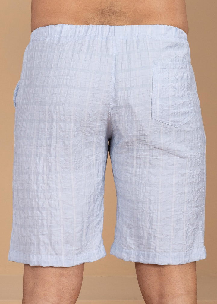 Crinkled Cotton-Linen Drawstring Shorts