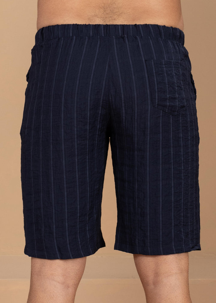 Crinkled Cotton-Linen Drawstring Shorts