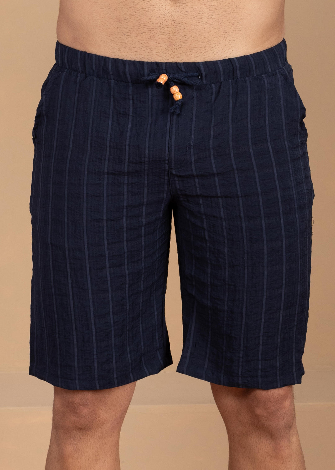 Crinkled Cotton-Linen Drawstring Shorts