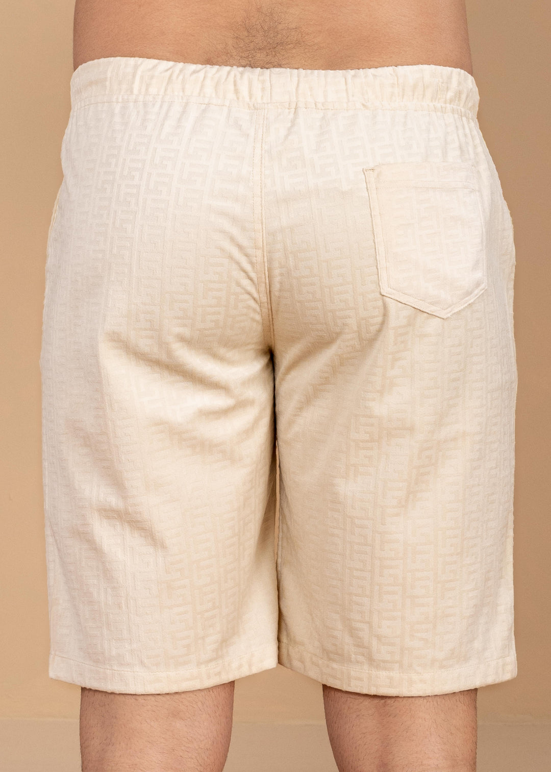 Textured Jacquard  Greek Pattern Shorts