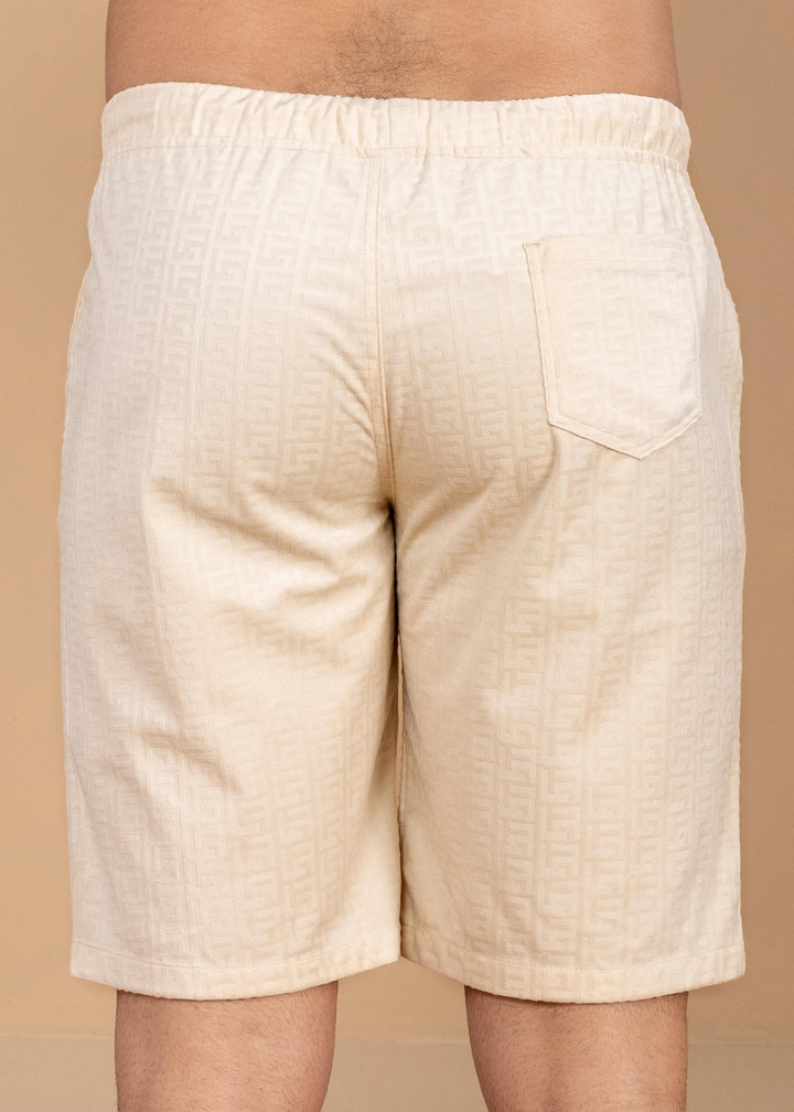 Textured Jacquard  Greek Pattern Shorts