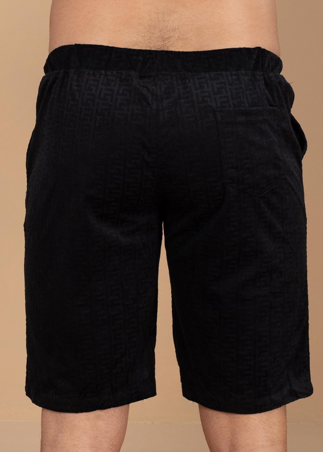 Textured Jacquard  Greek Pattern Shorts