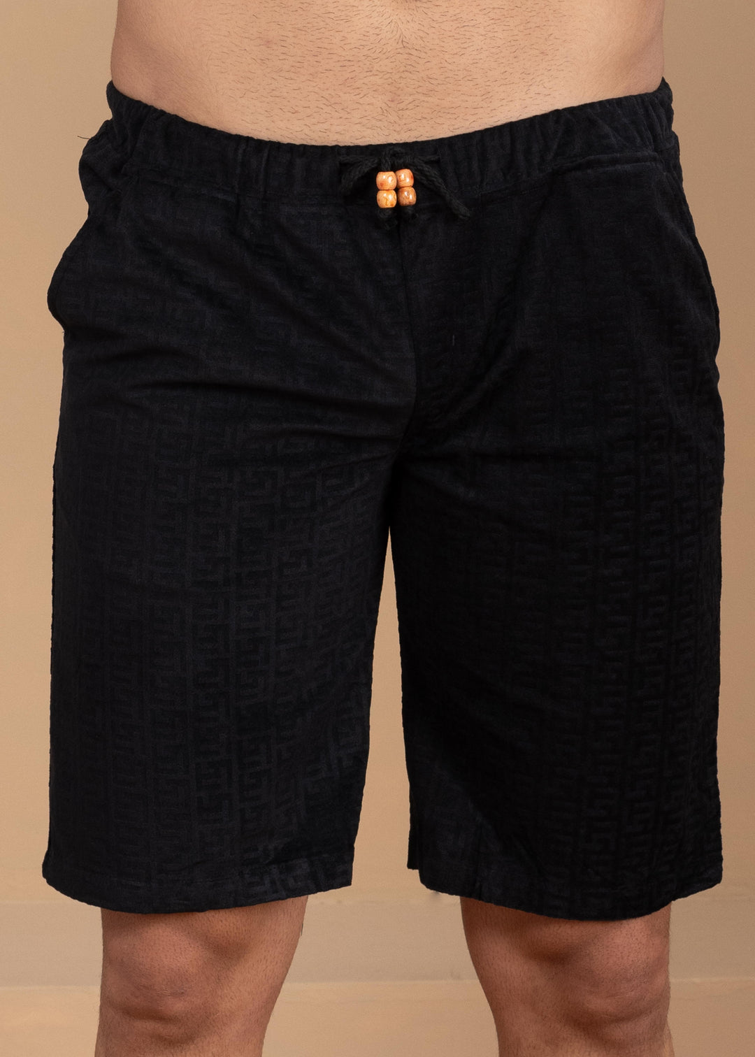 Textured Jacquard  Greek Pattern Shorts