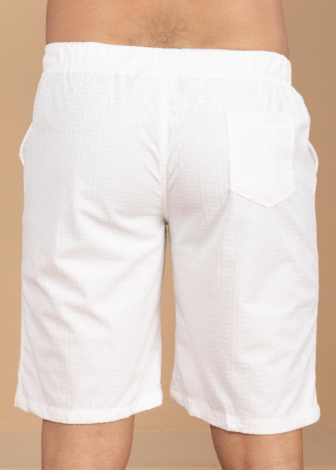 Textured Jacquard  Greek Pattern Shorts