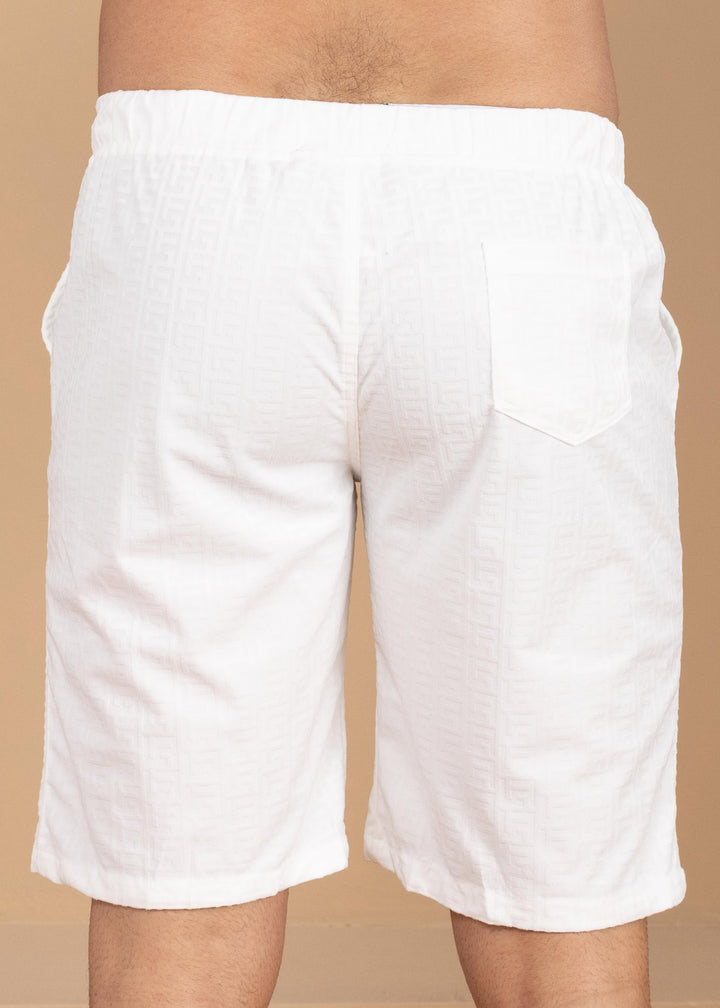 Textured Jacquard  Greek Pattern Shorts