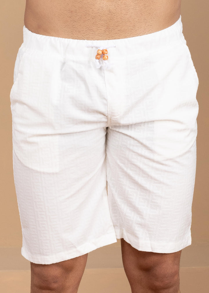 Textured Jacquard  Greek Pattern Shorts