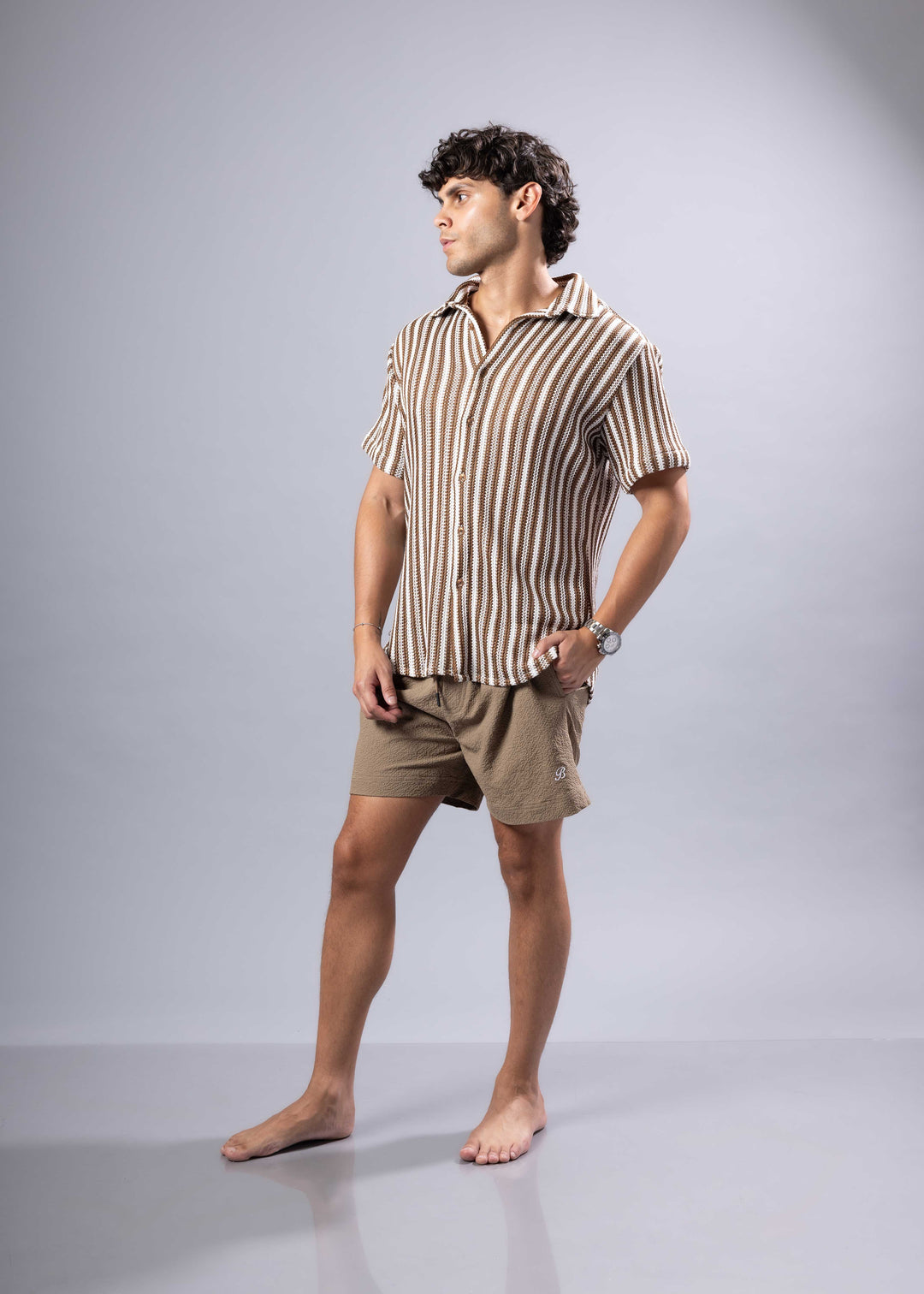 Men’s Modern Fit Striped Short Sleeve Shirt