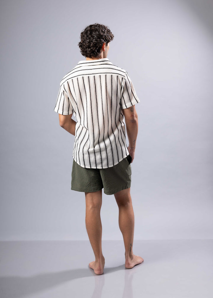 Coastal Striped Short Sleeve Button-Up Shirt