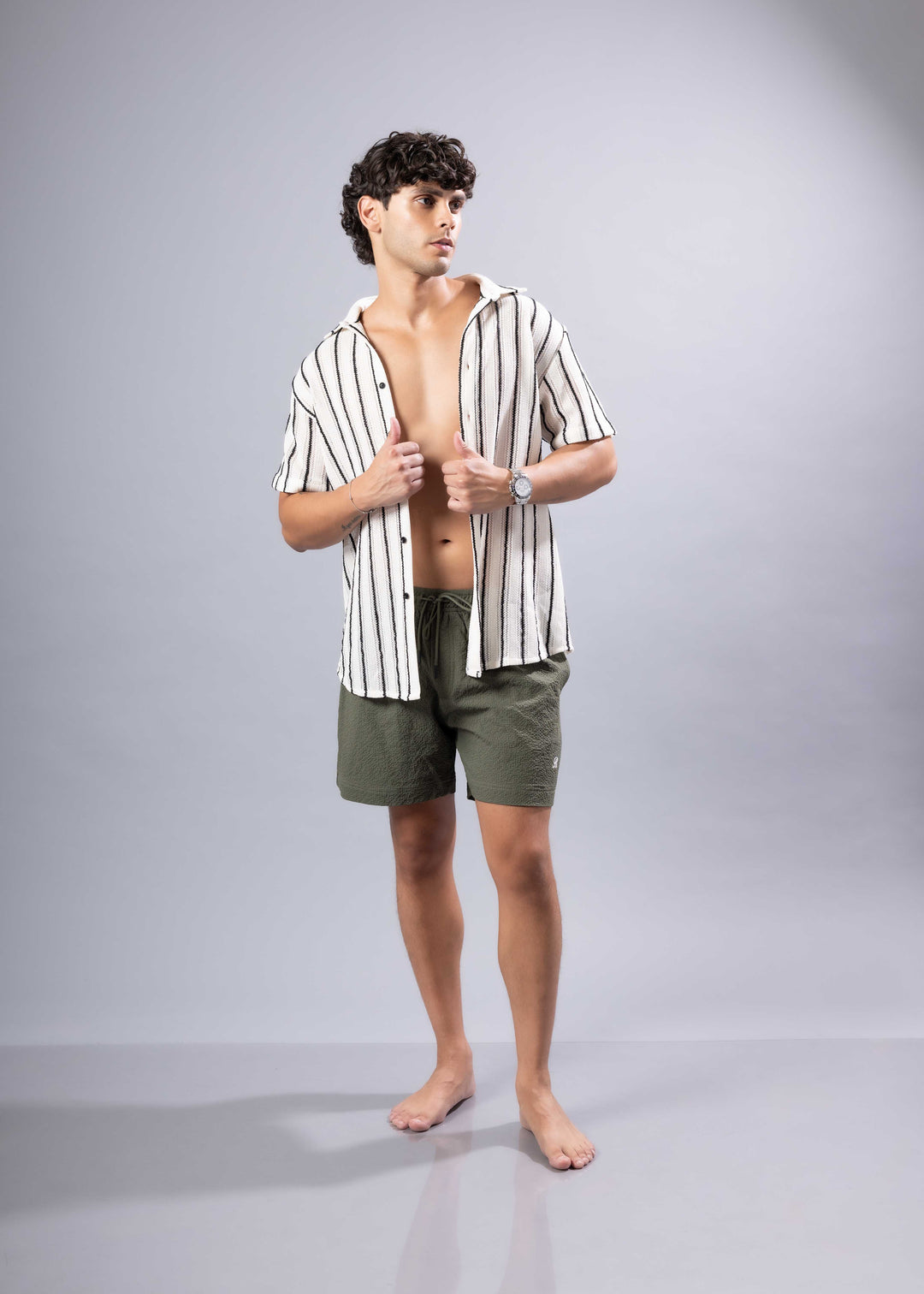 Coastal Striped Short Sleeve Button-Up Shirt