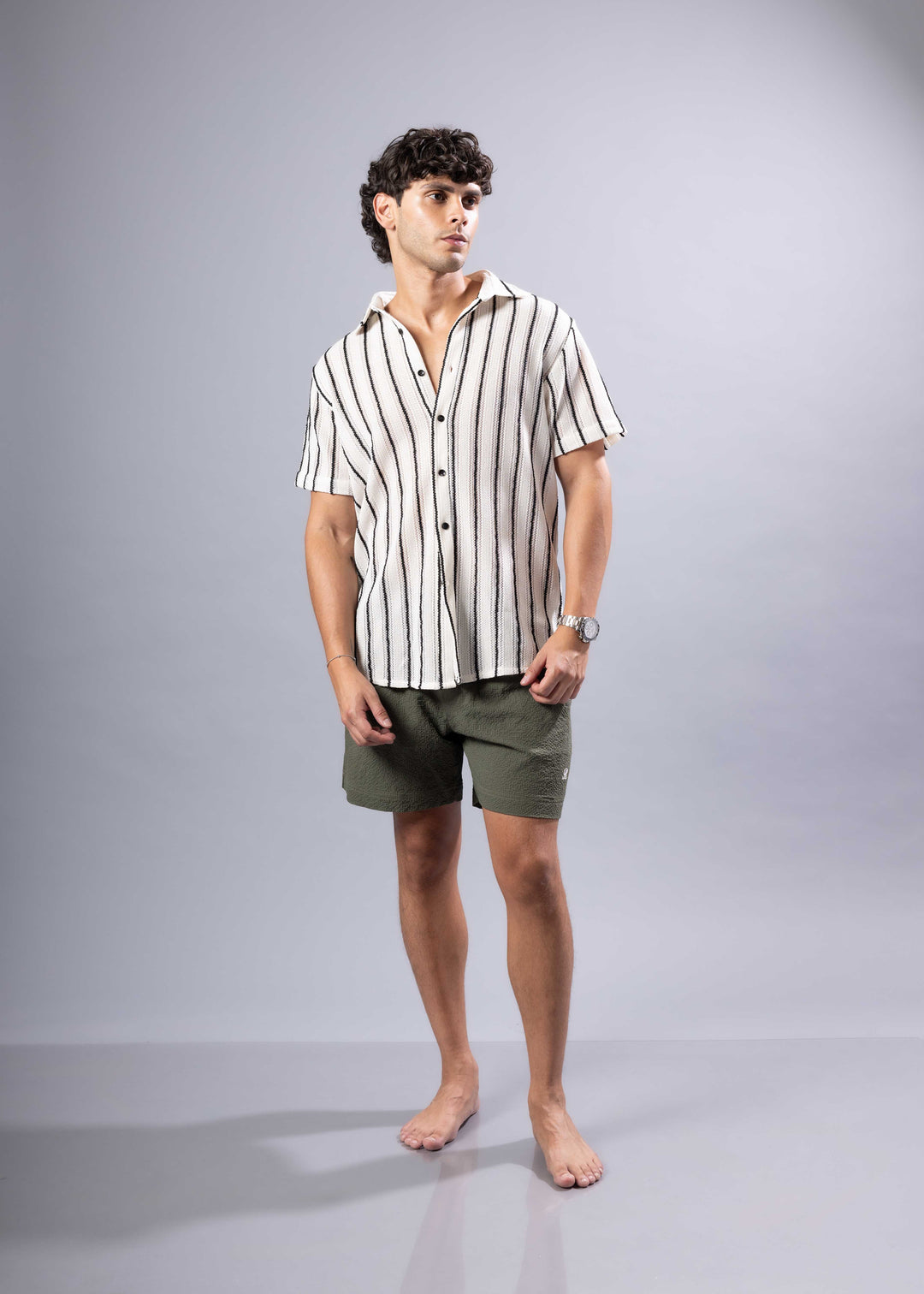 Coastal Striped Short Sleeve Button-Up Shirt