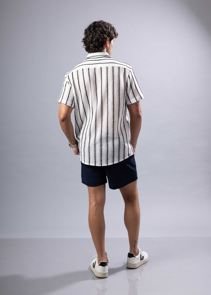 Coastal Striped Short Sleeve Button-Up Shirt