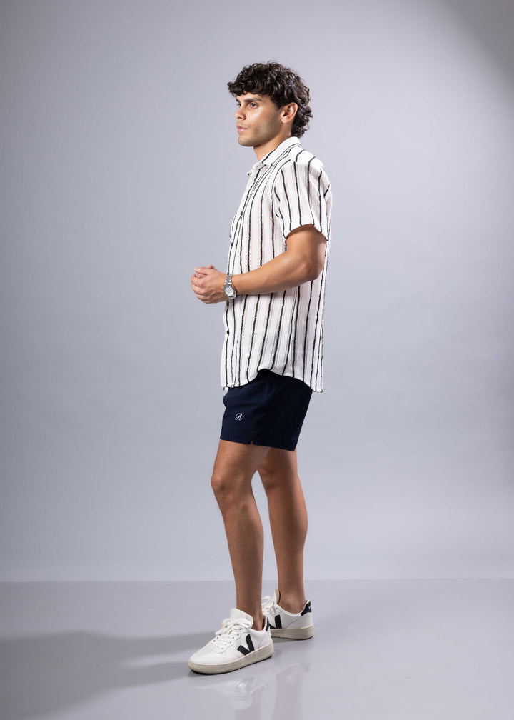 Coastal Striped Short Sleeve Button-Up Shirt