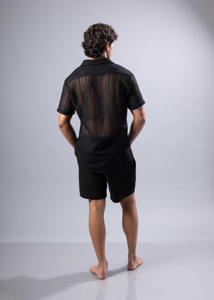 Textured Knit Resort Shirt – Short Sleeve Button-Up