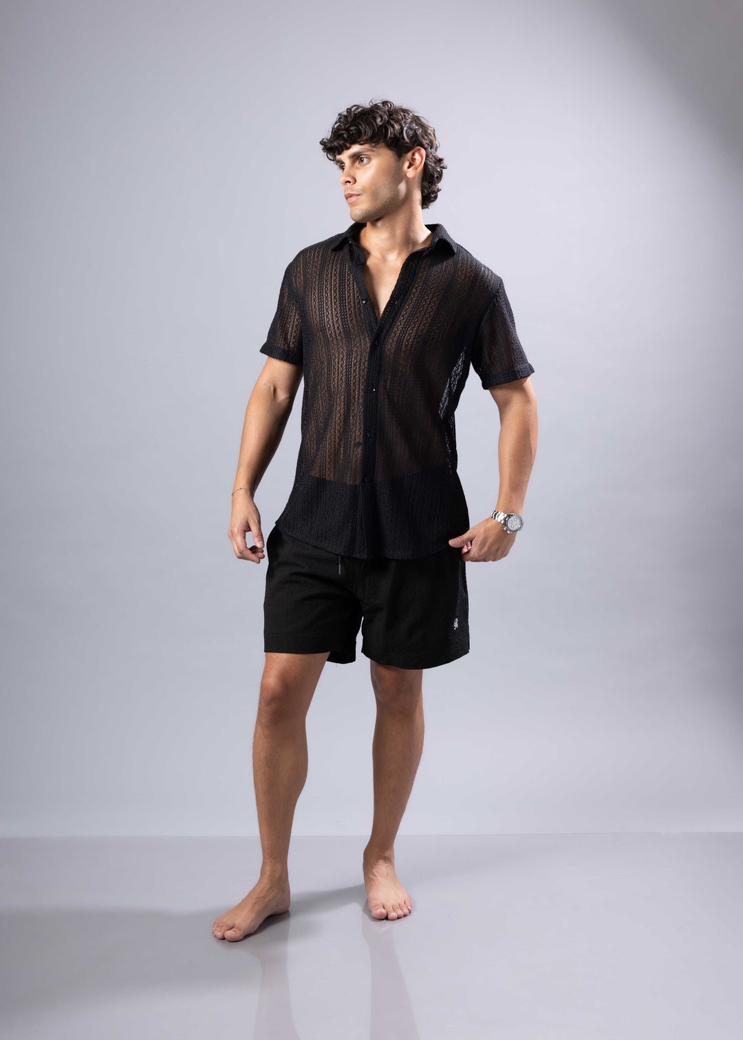 Textured Knit Resort Shirt – Short Sleeve Button-Up