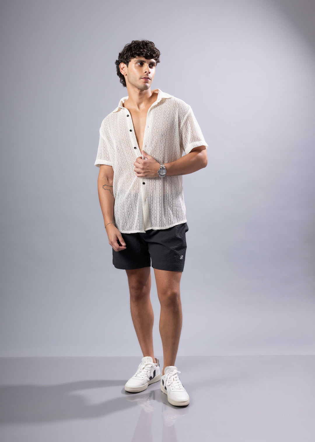 Textured Knit Resort Shirt – Short Sleeve Button-Up