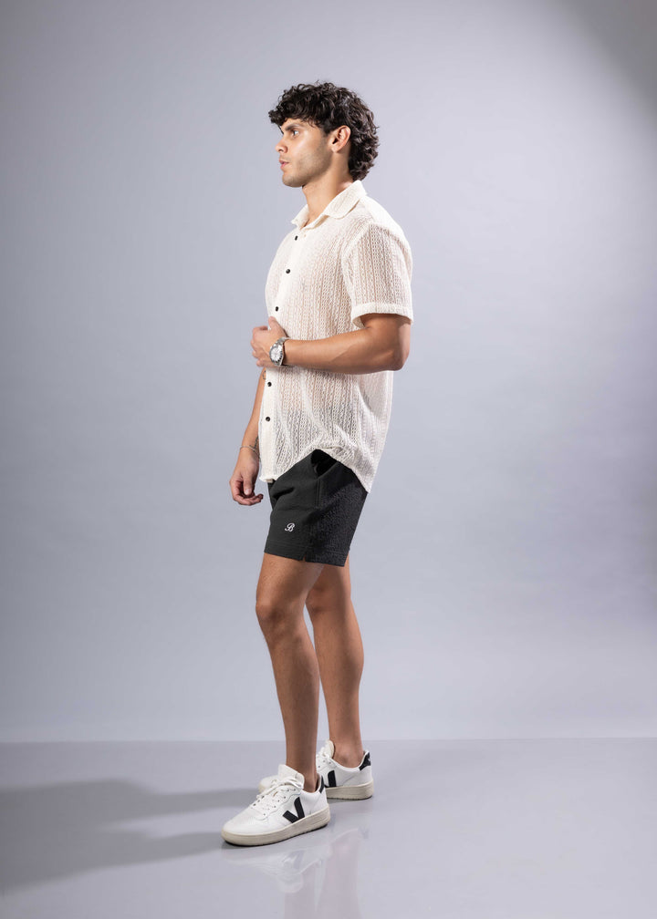 Textured Knit Resort Shirt – Short Sleeve Button-Up